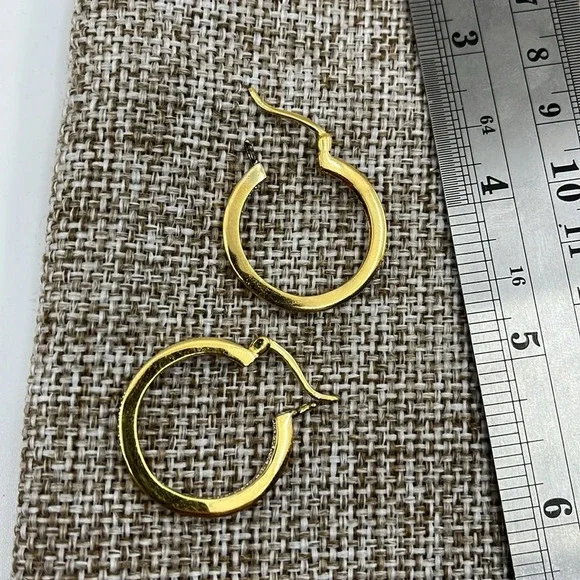 ✨ Vintage Thai .925 Sterling Silver Gold Overlay Hoop Earrings - Picture 9 of 15